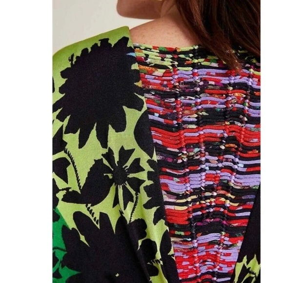 New Ranna Gill Sabatina Kimono Sleeve Floral V Neck Ruched Mini Midi Dress - Picture 5 of 8